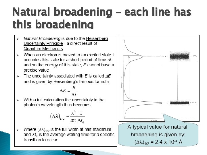 Natural broadening – each line has this broadening 