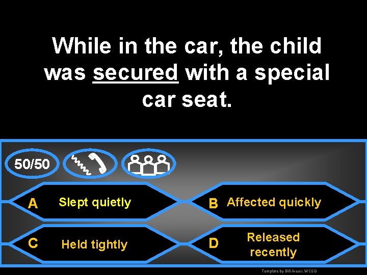 While in the car, the child was secured with a special car seat. 50/50