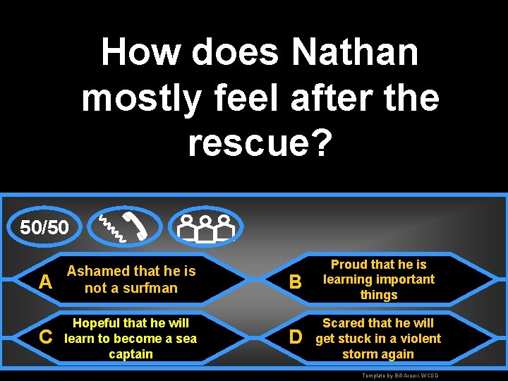 How does Nathan mostly feel after the rescue? 50/50 A Ashamed that he is