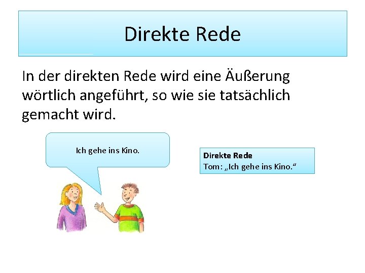 Die Redewiedergabe Direkte Rede In der direkten Rede