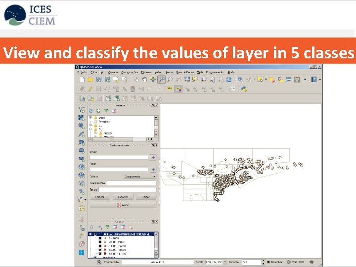 View and classify the values of layer in 5 classes 