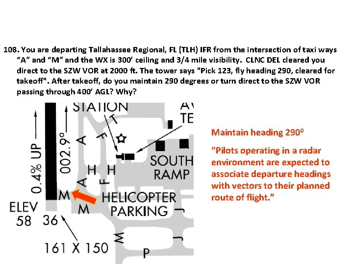 108. You are departing Tallahassee Regional, FL (TLH) IFR from the intersection of taxi