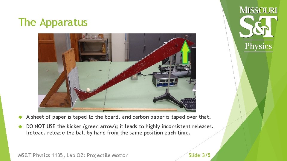 The Apparatus Physics A sheet of paper is taped to the board, and carbon