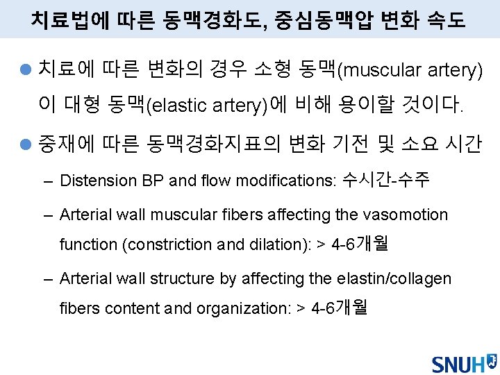 치료법에 따른 동맥경화도, 중심동맥압 변화 속도 l 치료에 따른 변화의 경우 소형 동맥(muscular artery)