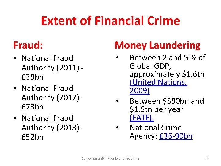 Extent of Financial Crime Fraud: Money Laundering • National Fraud Authority (2011) - £