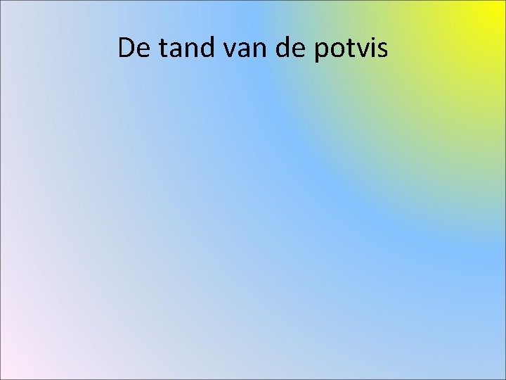 De tand van de potvis De tand van de potvis