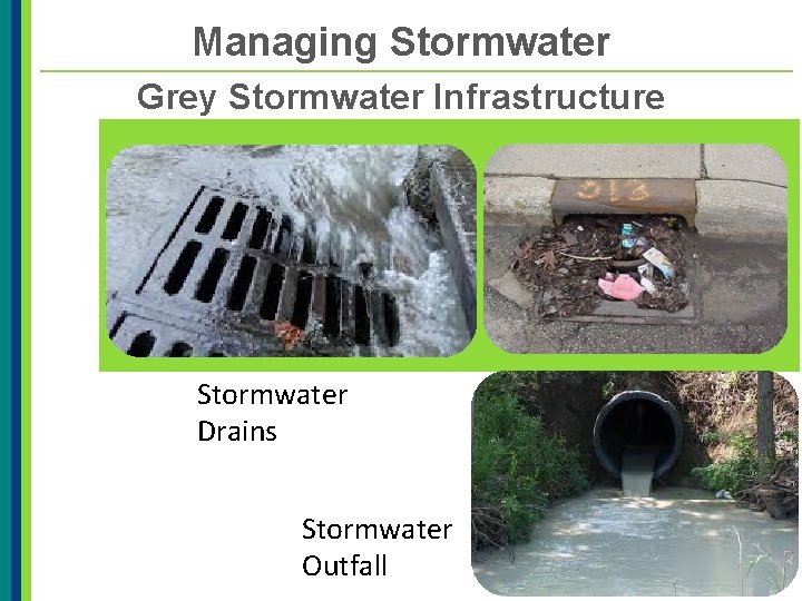 Managing Stormwater Grey Stormwater Infrastructure Stormwater Drains Stormwater Outfall 