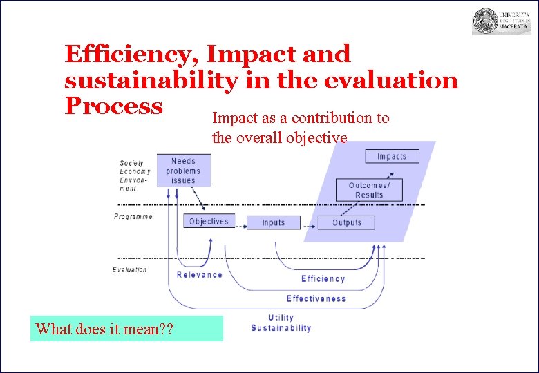 Efficiency, Impact and sustainability in the evaluation Process Impact as a contribution to the