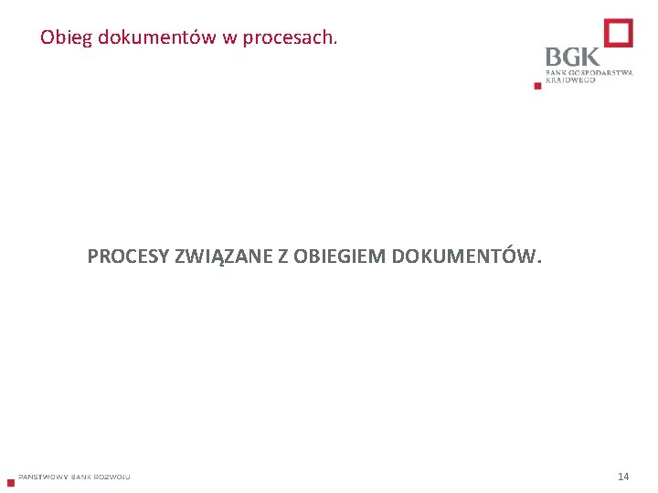 Obieg dokumentów w procesach. PROCESY ZWIĄZANE Z OBIEGIEM DOKUMENTÓW. 14 