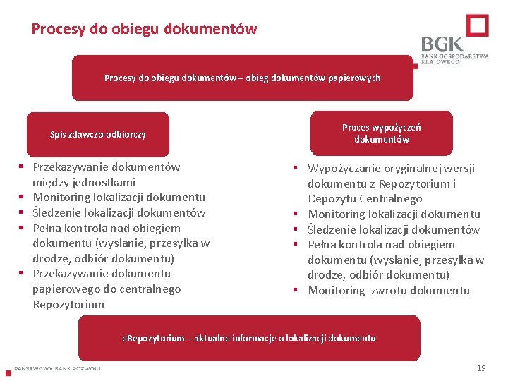 Procesy do obiegu dokumentów – obieg dokumentów papierowych Spis zdawczo-odbiorczy § Przekazywanie dokumentów między