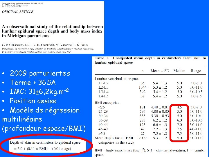  • 2009 parturientes • Terme > 36 SA • IMC: 31± 6, 2