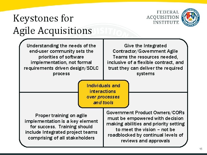 Keystones for Agile Acquisitions Understanding the needs of the end-user community sets the priorities