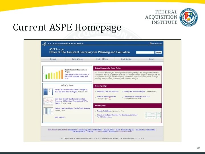 Current ASPE Homepage 36 
