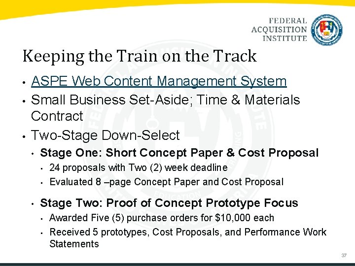 Keeping the Train on the Track • • • ASPE Web Content Management System