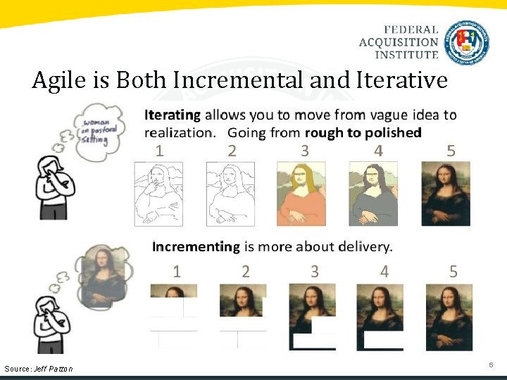 Agile is Both Incremental and Iterative Source: Jeff Patton 6 