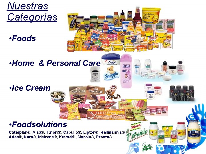 Nuestras Categorías • Foods • Home & Personal Care • Ice Cream • Foodsolutions