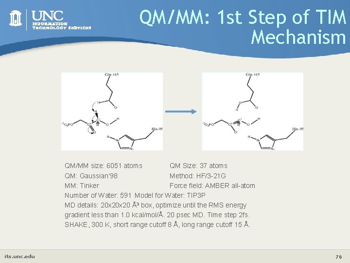 QM/MM: 1 st Step of TIM Mechanism QM/MM size: 6051 atoms QM Size: 37