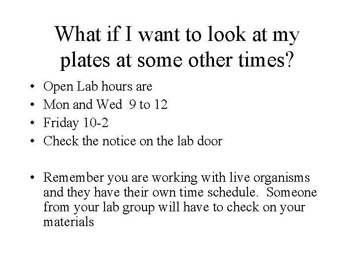 What if I want to look at my plates at some other times? •