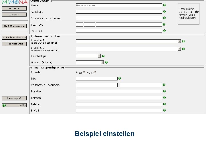Beispiel einstellen 