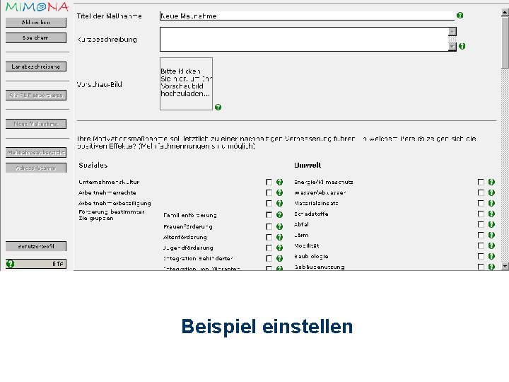 Beispiel einstellen 