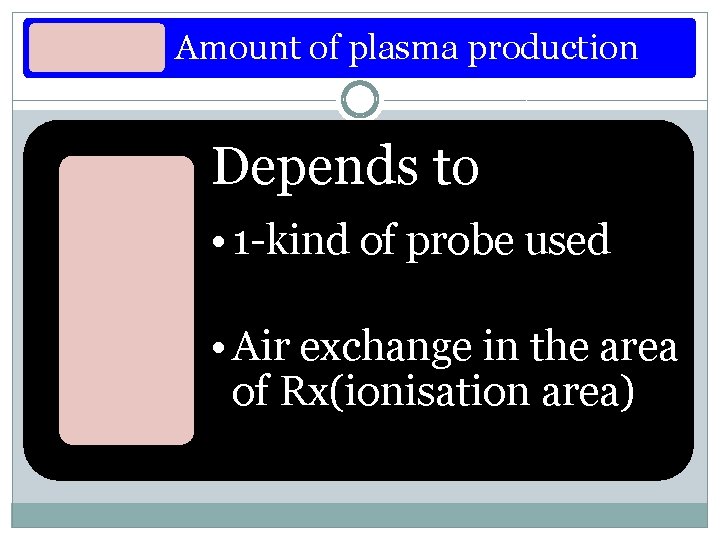 Amount of plasma production Depends to • 1 -kind of probe used • Air