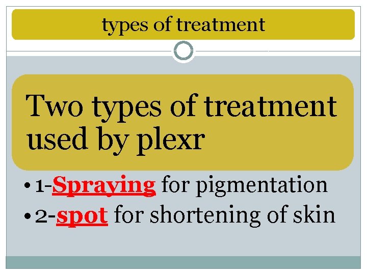 types of treatment Two types of treatment used by plexr • 1 -Spraying for