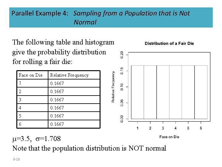 Parallel Example 4: Sampling from a Population that is Not Normal The following table