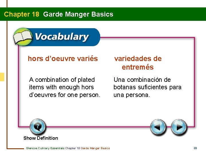 Chapter 18 Garde Manger Basics hors d’oeuvre variés variedades de entremés A combination of