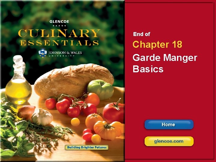 End of Chapter 18 Garde Manger Basics 