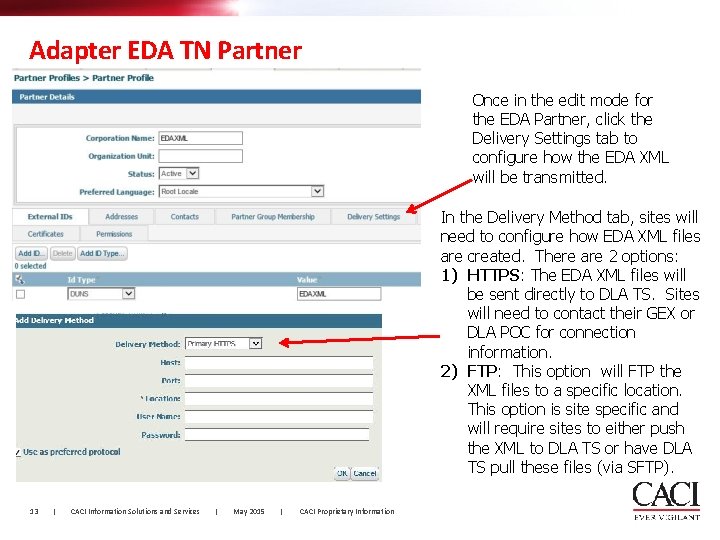 Adapter EDA TN Partner Once in the edit mode for the EDA Partner, click