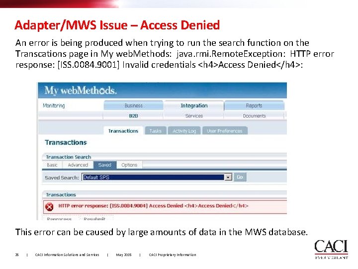 Adapter/MWS Issue – Access Denied An error is being produced when trying to run