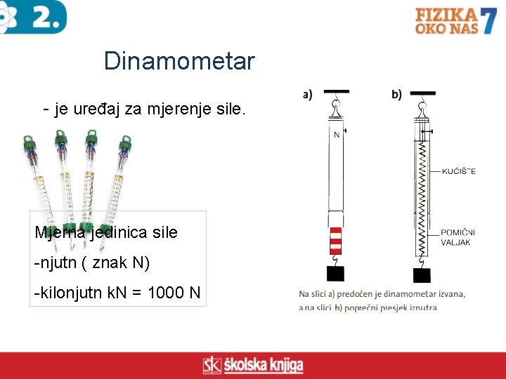 Dinamometar - je uređaj za mjerenje sile. Mjerna jedinica sile -njutn ( znak N)