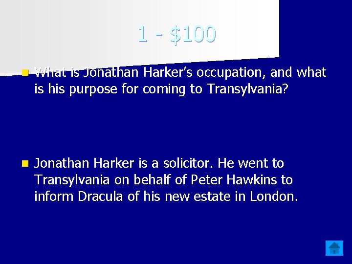 1 - $100 n What is Jonathan Harker’s occupation, and what is his purpose