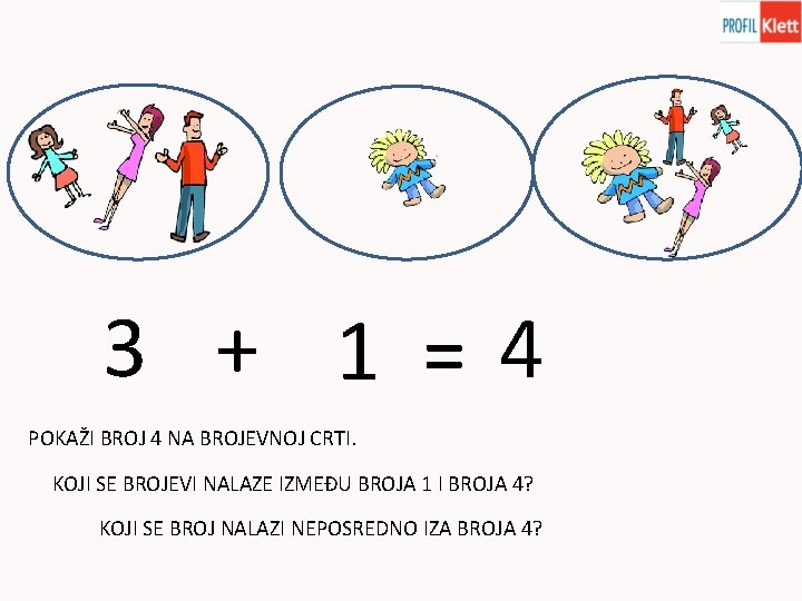 3 + 1 =4 POKAŽI BROJ 4 NA BROJEVNOJ CRTI. KOJI SE BROJEVI NALAZE