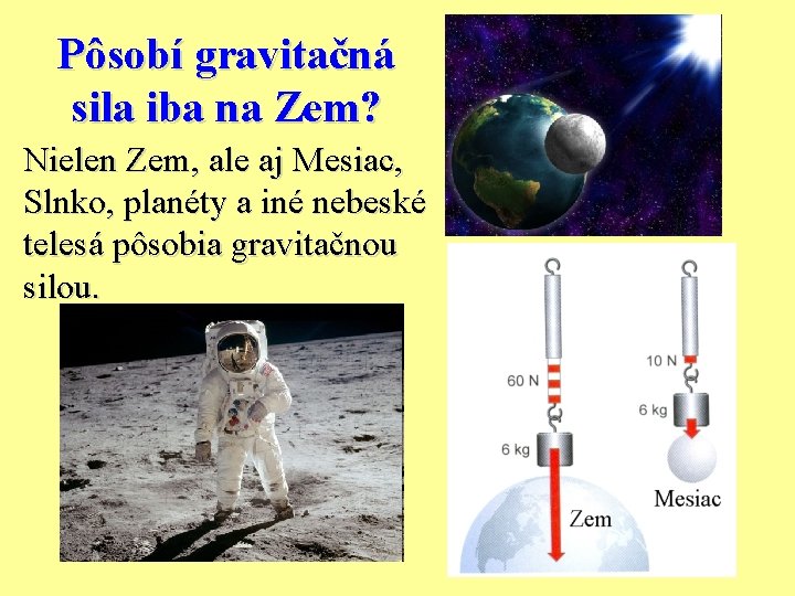 Pôsobí gravitačná sila iba na Zem? Nielen Zem, ale aj Mesiac, Slnko, planéty a