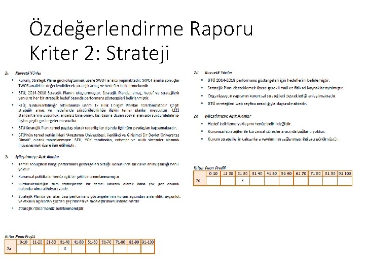 Özdeğerlendirme Raporu Kriter 2: Strateji 