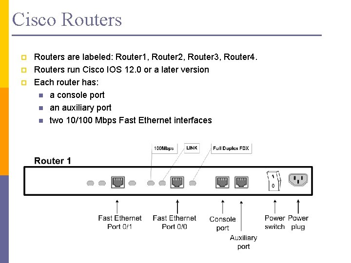 Cisco Routers p p p Routers are labeled: Router 1, Router 2, Router 3,