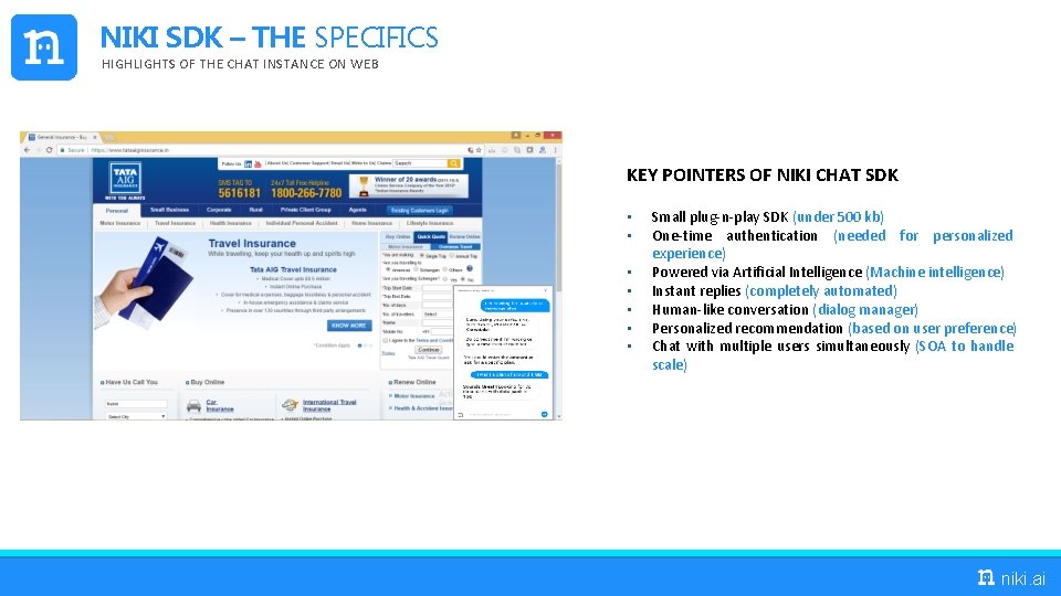 NIKI SDK – THE SPECIFICS HIGHLIGHTS OF THE CHAT INSTANCE ON WEB KEY POINTERS