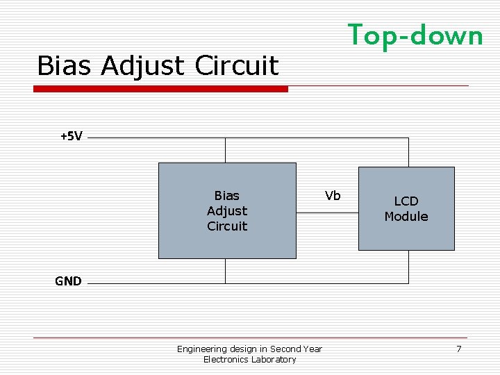 Top-down Bias Adjust Circuit +5 V Bias Adjust Circuit Vb LCD Module GND Engineering