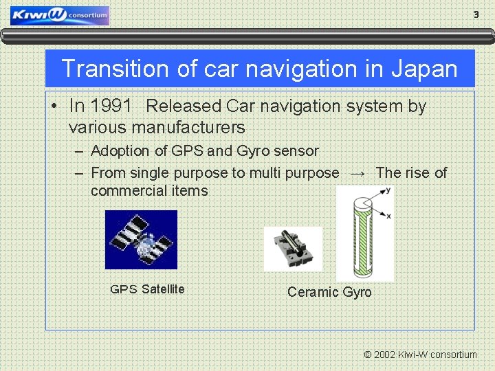 3 Transition of car navigation in Japan • In 1991　Released Car navigation system by