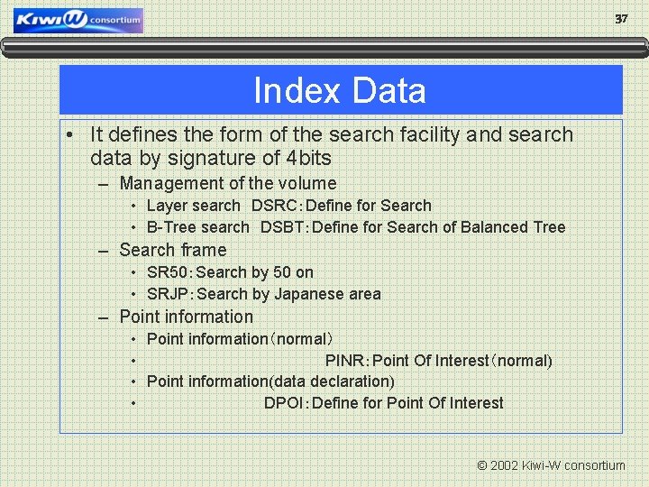37 Index Data • It defines the form of the search facility and search