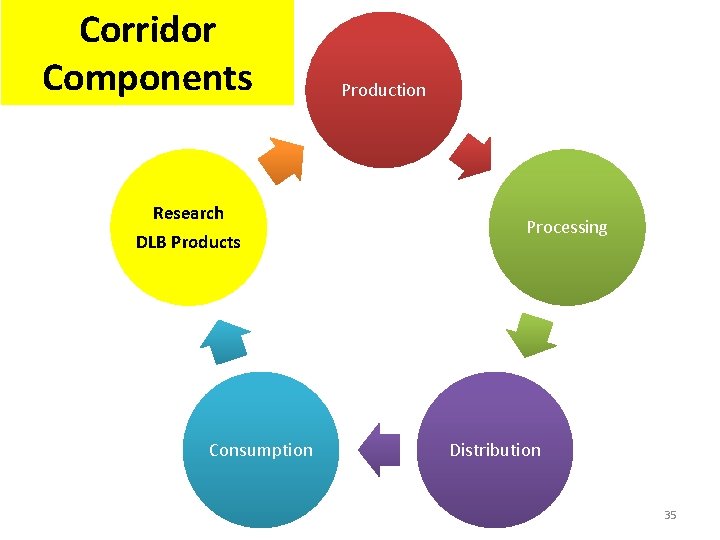 Corridor Components Research DLB Products Consumption Production Processing Distribution 35 