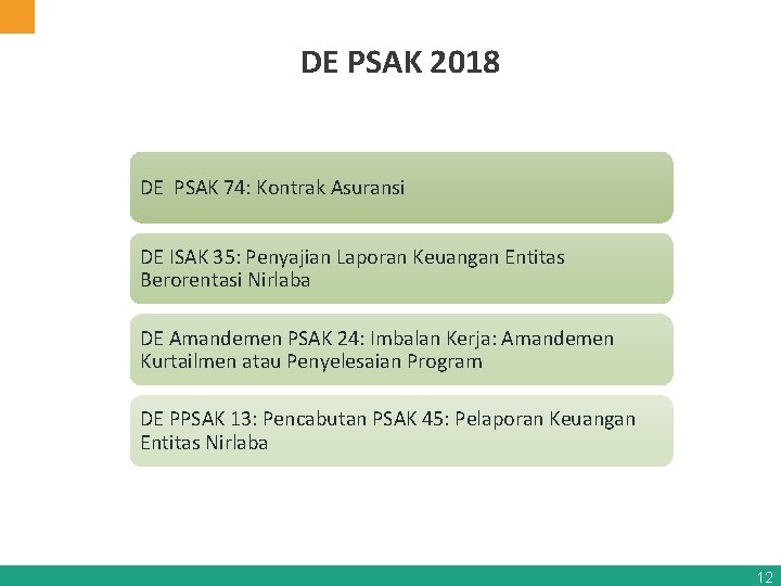 DE PSAK 2018 DE PSAK 74: Kontrak Asuransi DE ISAK 35: Penyajian Laporan Keuangan