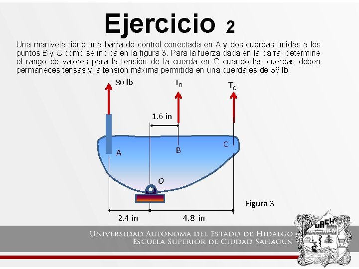 Ejercicio 2 Una manivela tiene una barra de control conectada en A y dos