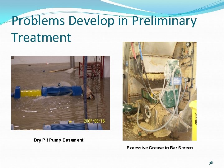 Problems Develop in Preliminary Treatment Dry Pit Pump Basement Excessive Grease in Bar Screen