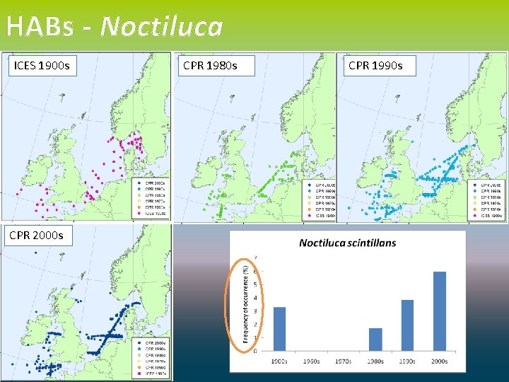 HABs - Noctiluca ICES 1900 s CPR 2000 s CPR 1980 s CPR 1990