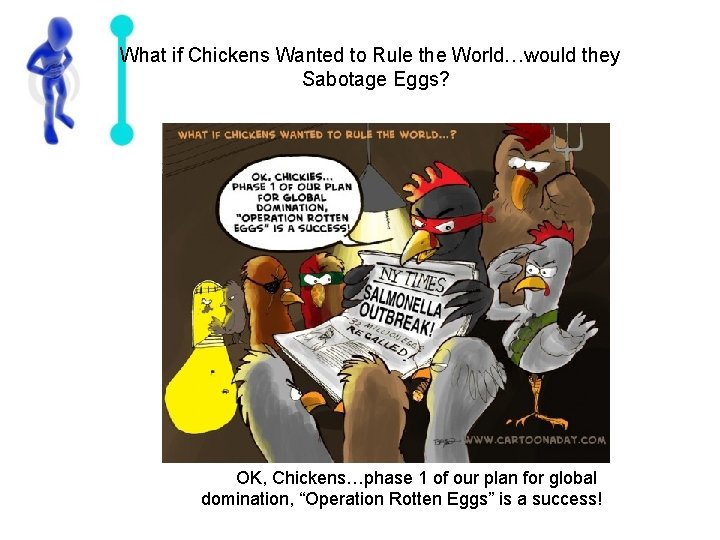  What if Chickens Wanted to Rule the World…would they Sabotage Eggs? OK, Chickens…phase