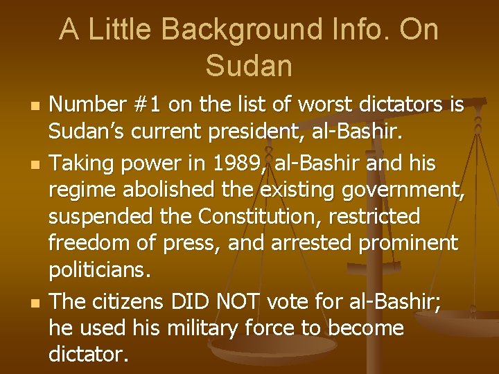 A Little Background Info. On Sudan n Number #1 on the list of worst