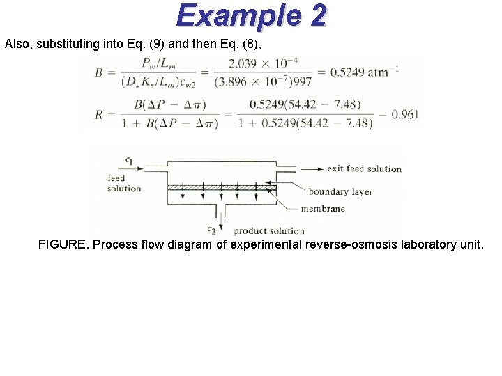 Example 2 Also, substituting into Eq. (9) and then Eq. (8), FIGURE. Process flow