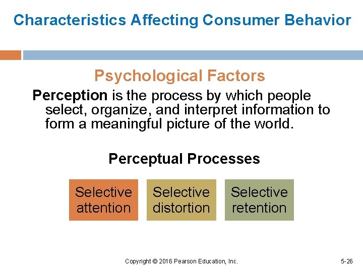 Characteristics Affecting Consumer Behavior Psychological Factors Perception is the process by which people select,